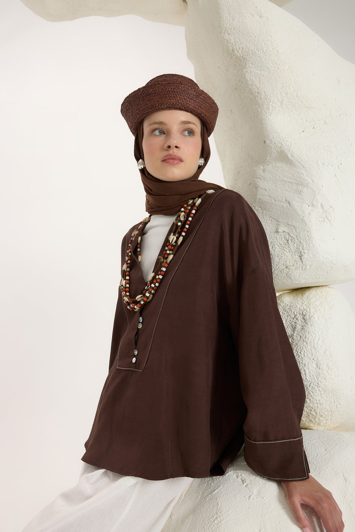 Daily Cotton Şal Çikolata Kahve