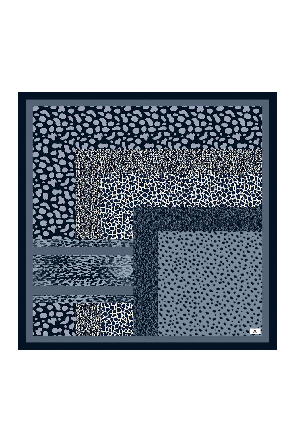 Desenli Twill Eşarp Mix Mavi