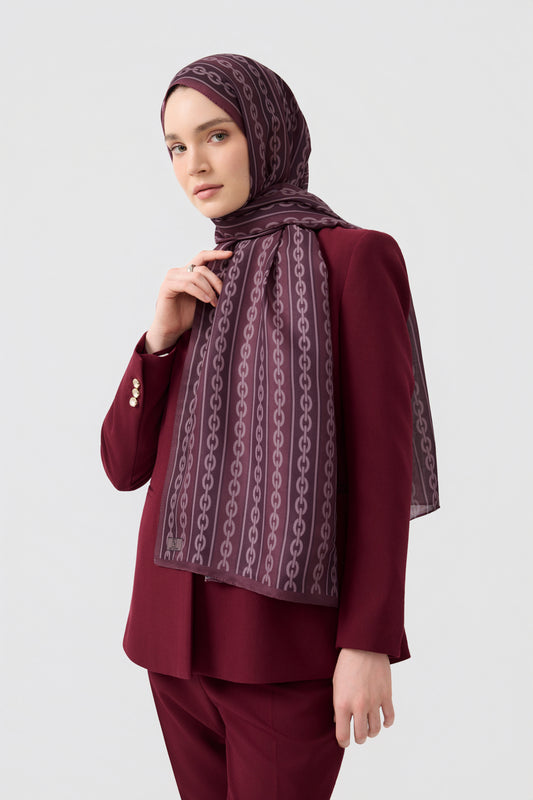 Cotton Twill Şal Chain Mürdüm