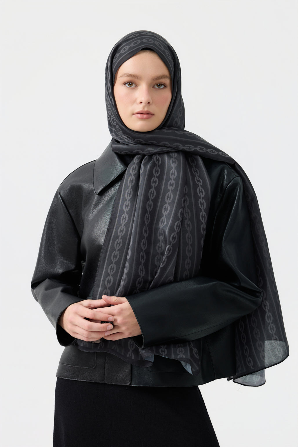 Cotton Twill Şal Chain Siyah