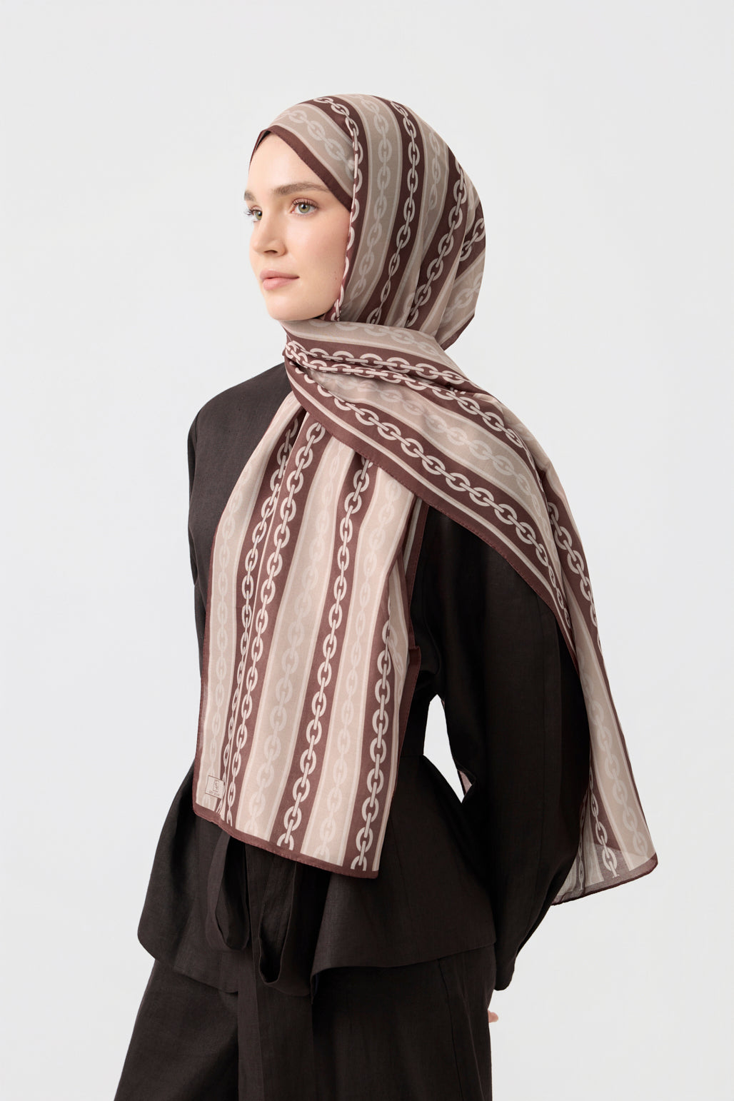 Cotton Twill Şal Chain Sütlü Kahve