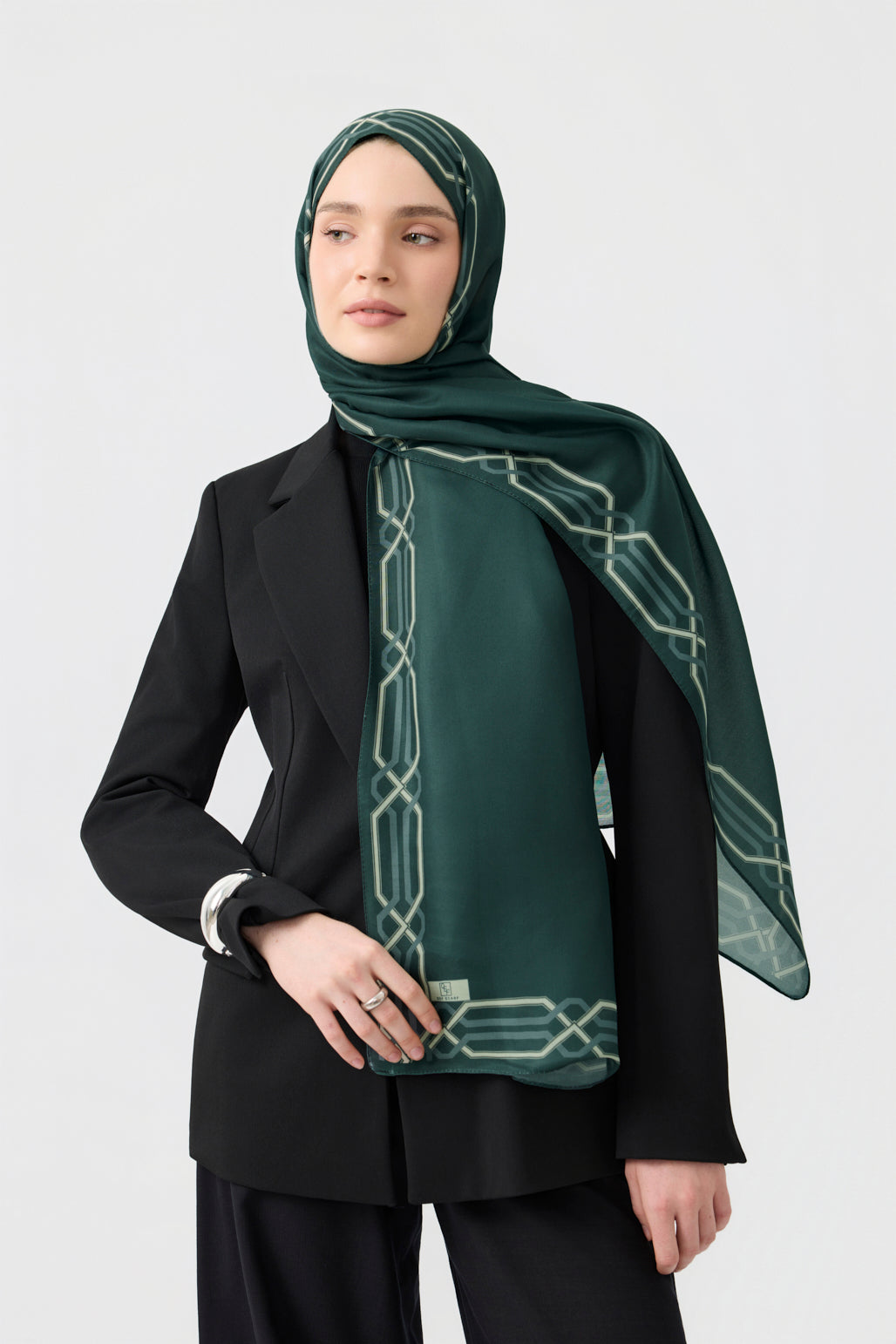 Cotton Twill Şal Interlock Koyu Yeşil