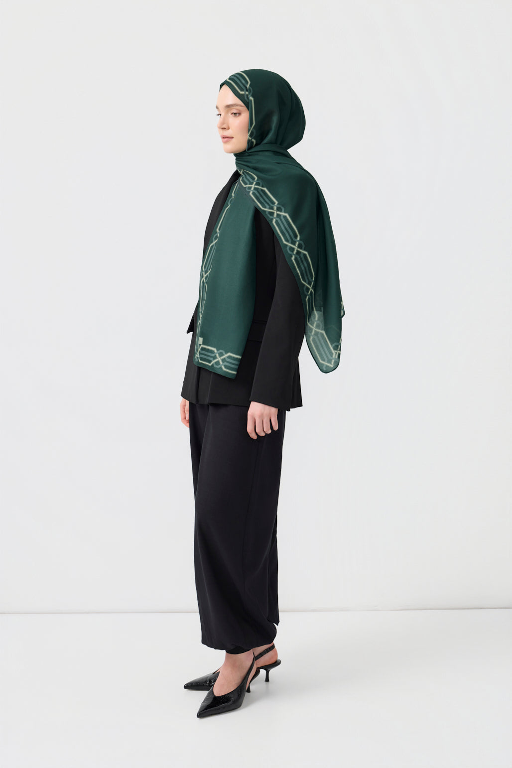 Cotton Twill Şal Interlock Koyu Yeşil