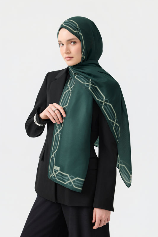 Cotton Twill Şal Interlock Koyu Yeşil
