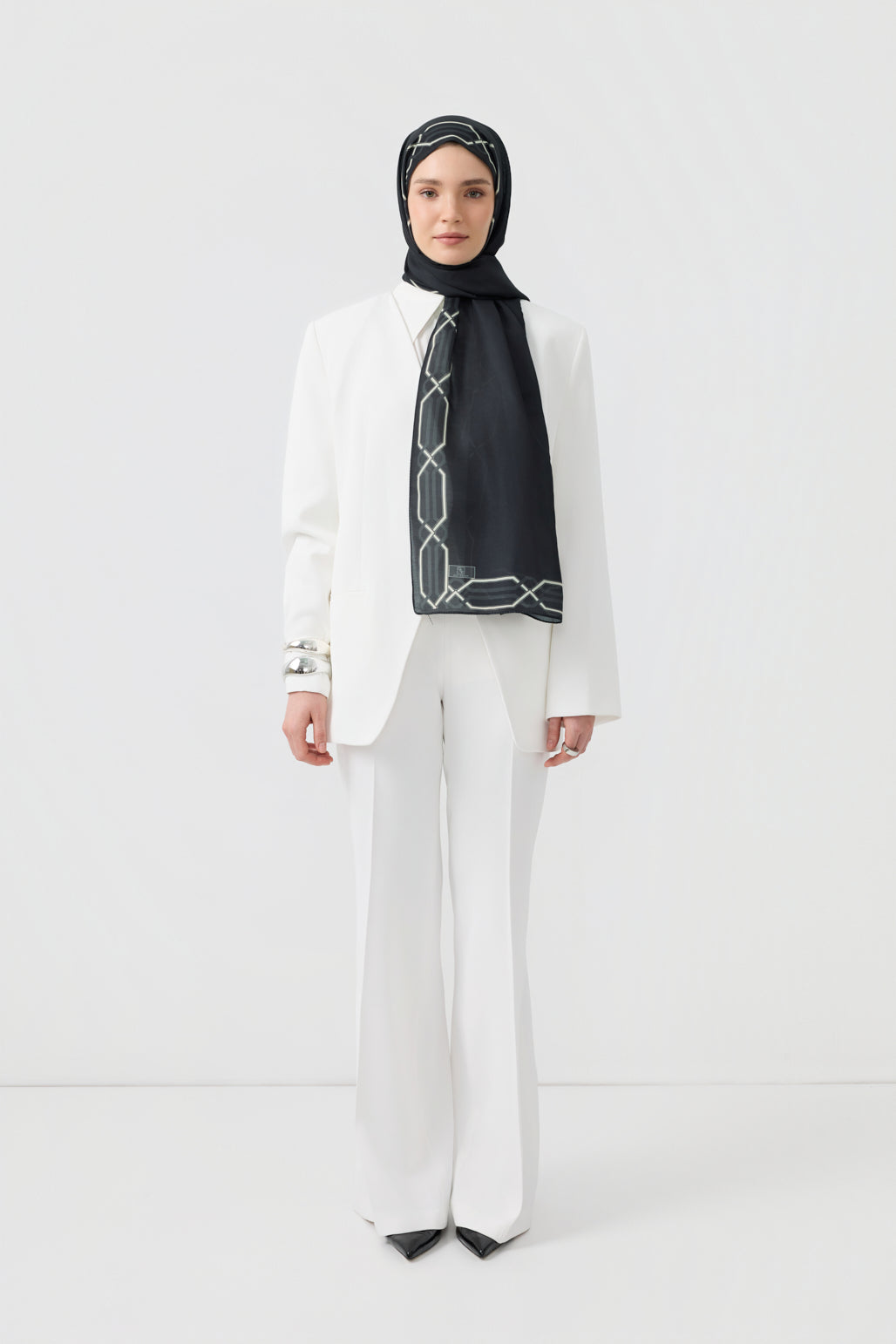 Cotton Twill Şal Interlock Siyah