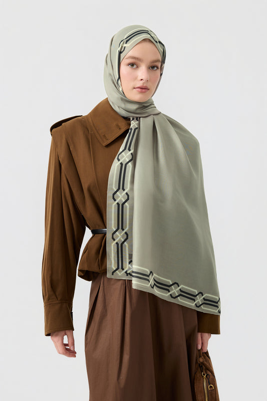 Cotton Twill Şal Interlock Taş