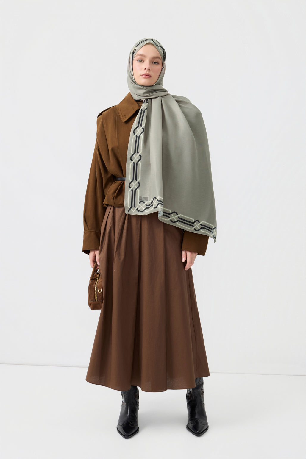 Cotton Twill Şal Interlock Taş