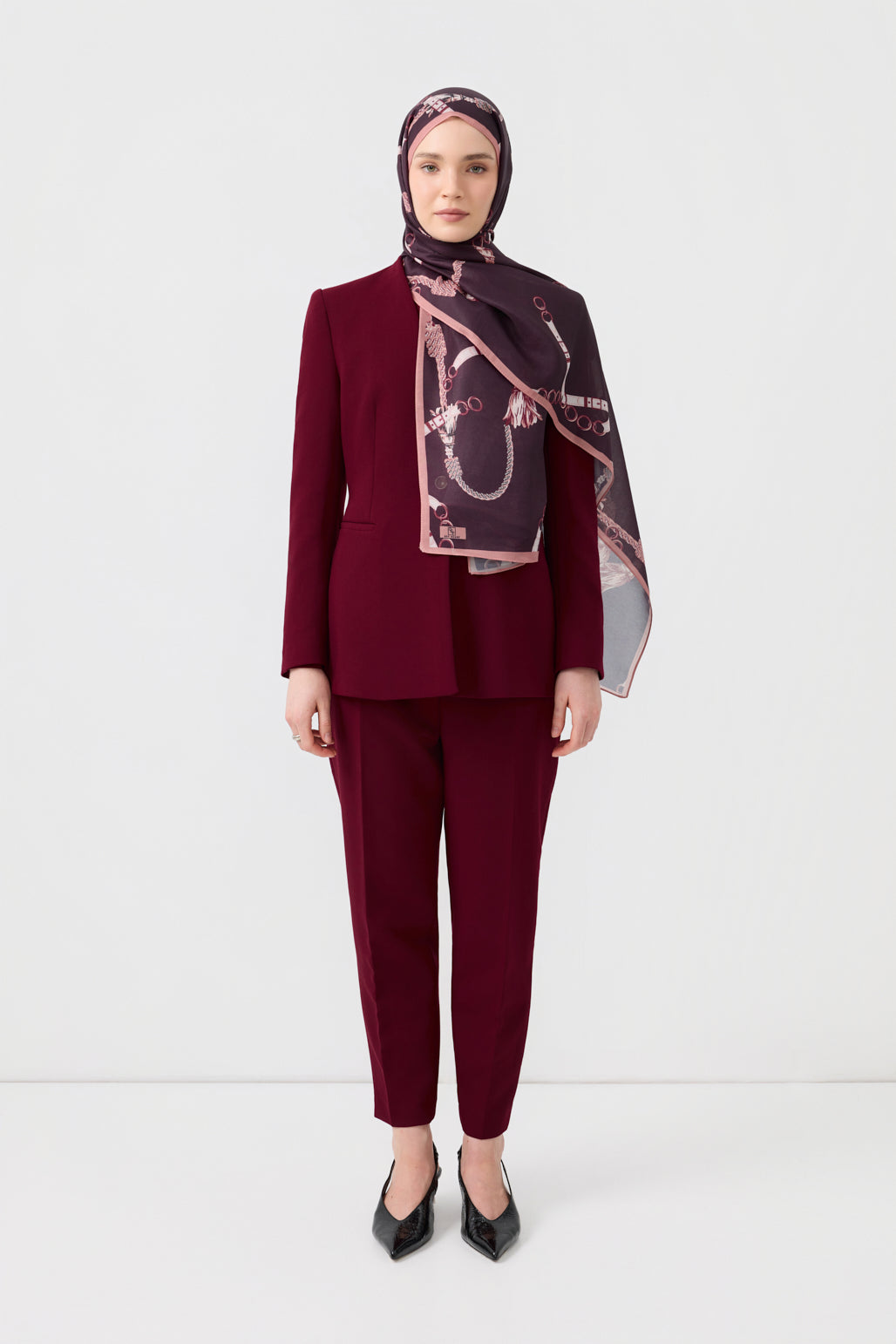 Cotton Twill Şal Linkage Mürdüm Eriği