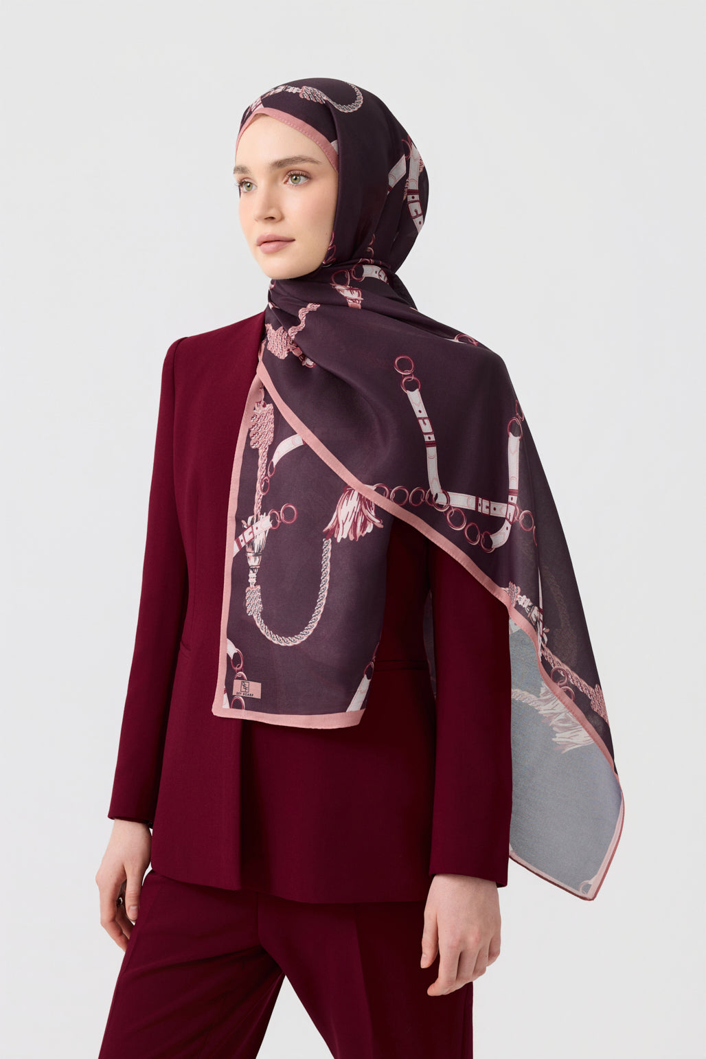 Cotton Twill Şal Linkage Mürdüm Eriği