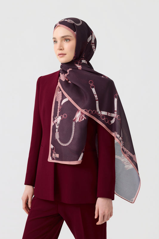 Cotton Twill Şal Linkage Mürdüm Eriği