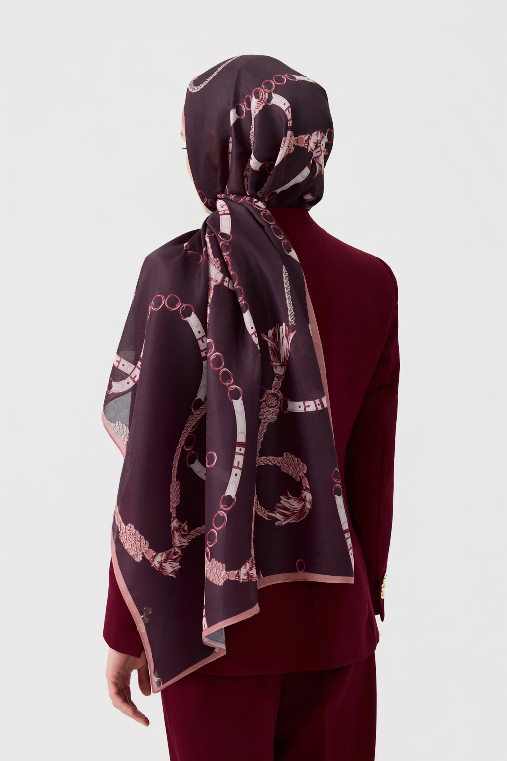 Cotton Twill Şal Linkage Mürdüm Eriği