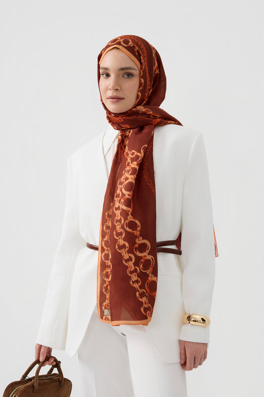 Cotton Twill Şal Loop Line Bordo