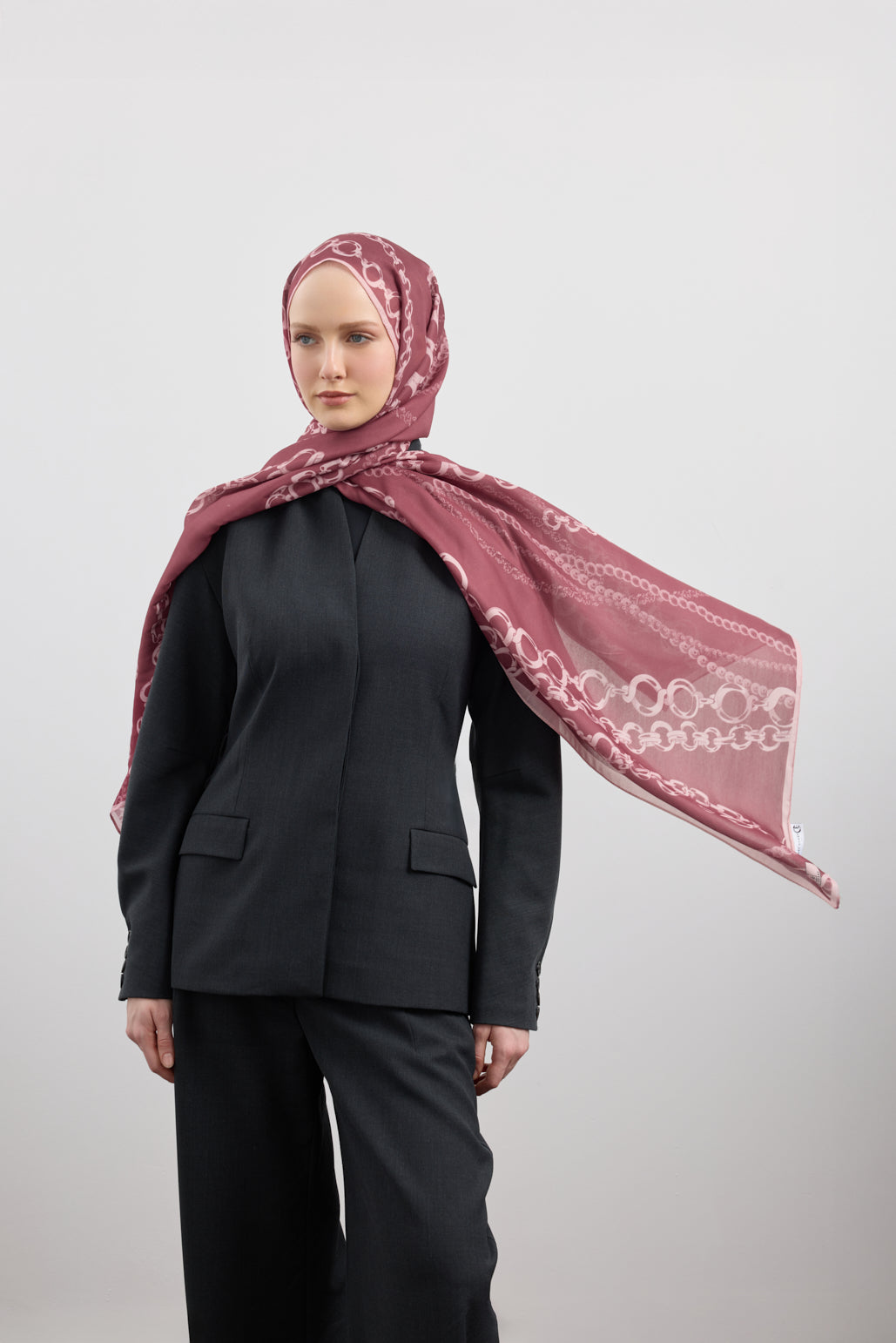 Cotton Twill Şal Loop Line Mürdüm Eriği