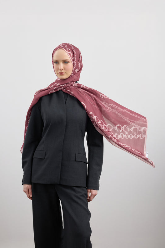Cotton Twill Şal Loop Line Mürdüm Eriği