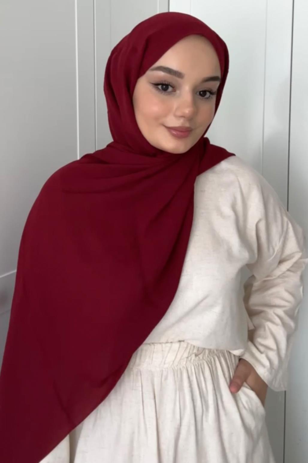 Krep Şal Bordo