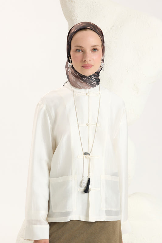 Desenli Twill Eşarp Animal Kahve