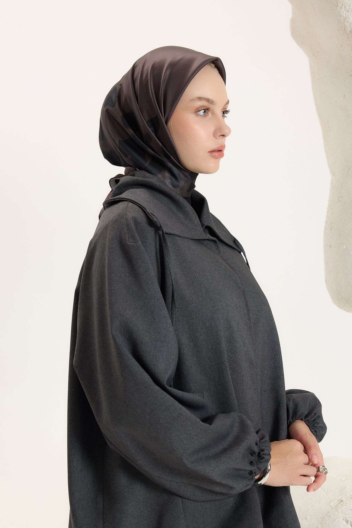 Desenli Twill Eşarp Bambi Bitter
