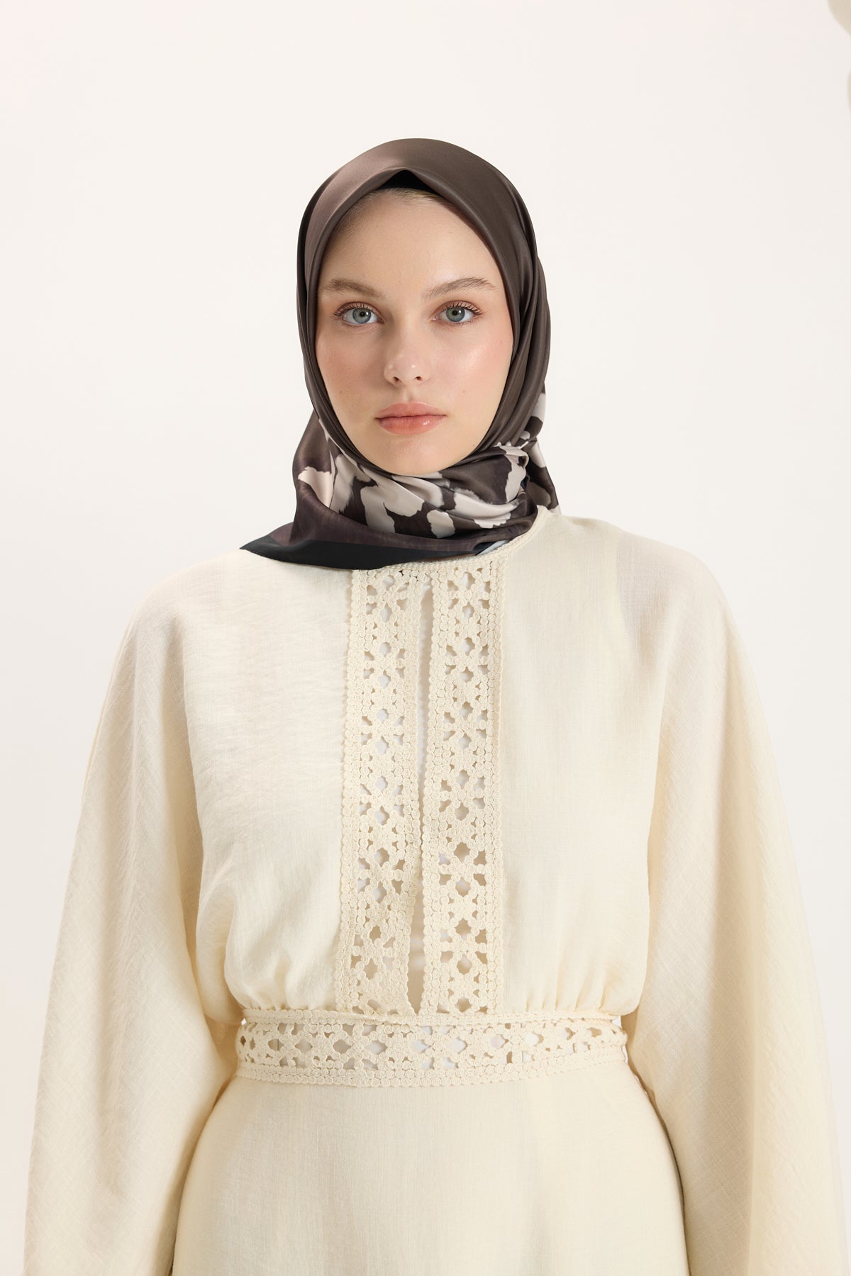 Desenli Twill Eşarp Bambi Kahve
