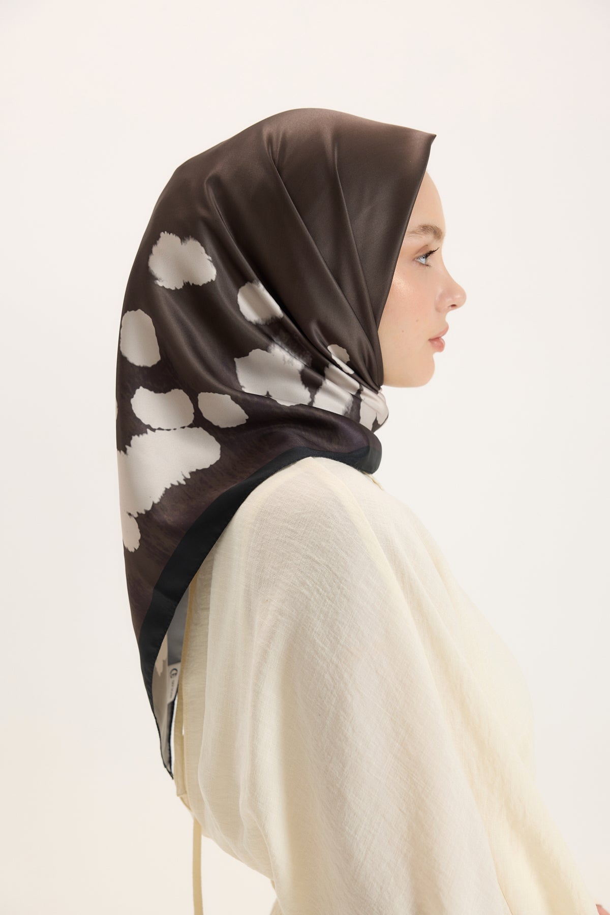 Desenli Twill Eşarp Bambi Kahve