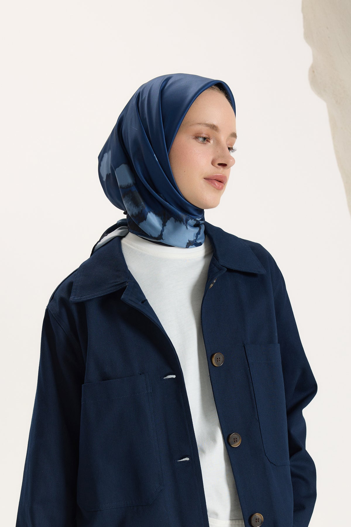 Desenli Twill Eşarp Bambi Mavi