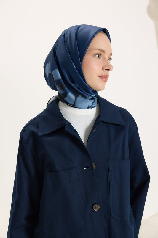 Desenli Twill Eşarp Bambi Mavi