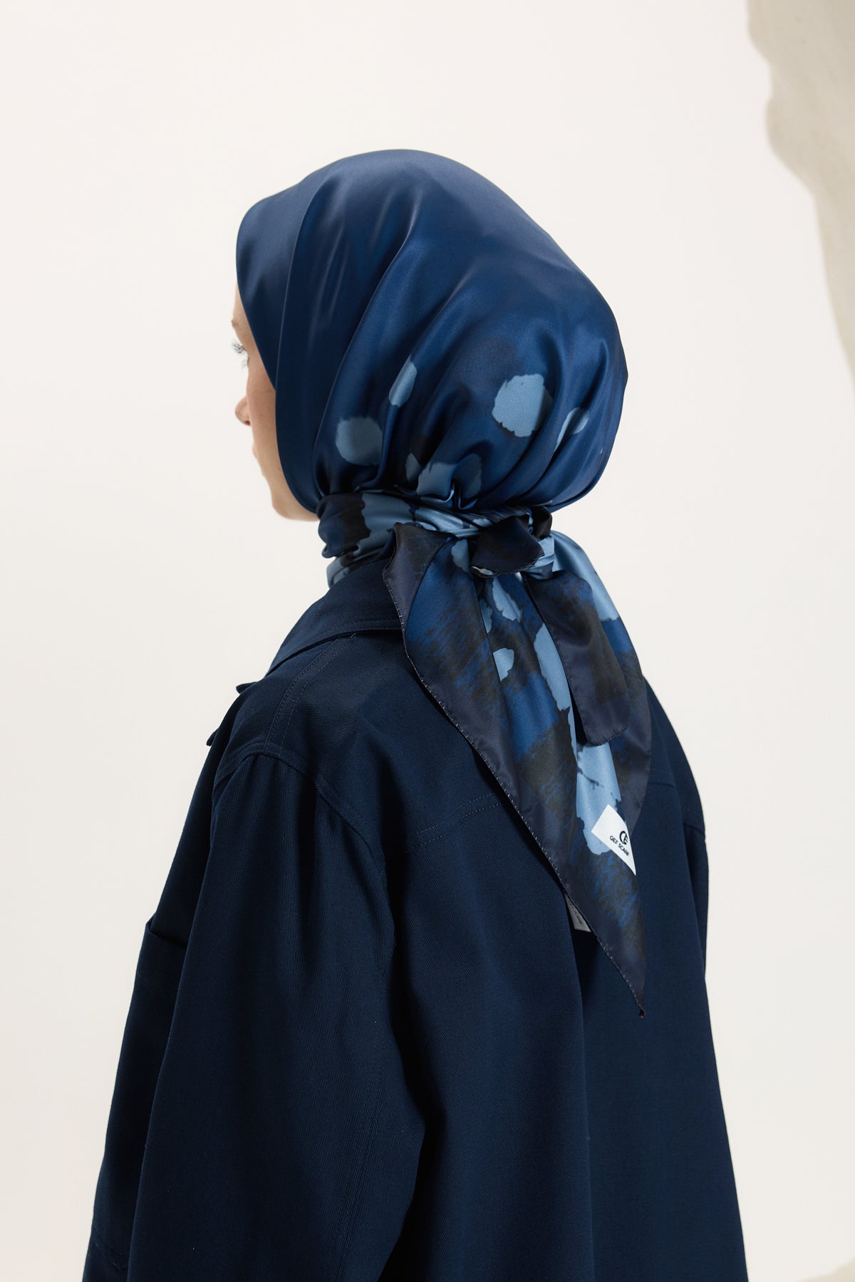 Desenli Twill Eşarp Bambi Mavi