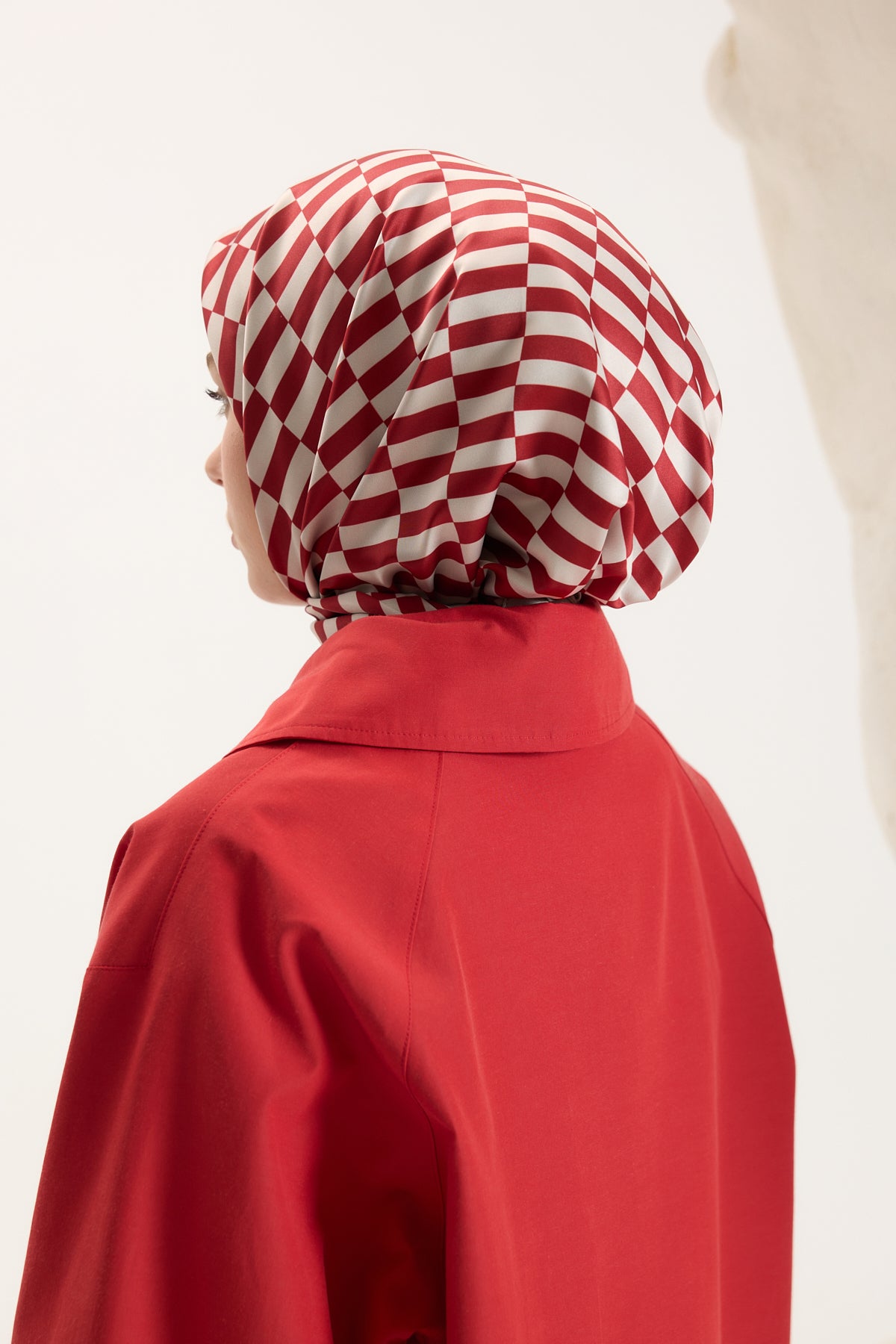 Desenli Twill Eşarp Dama Kırmızı
