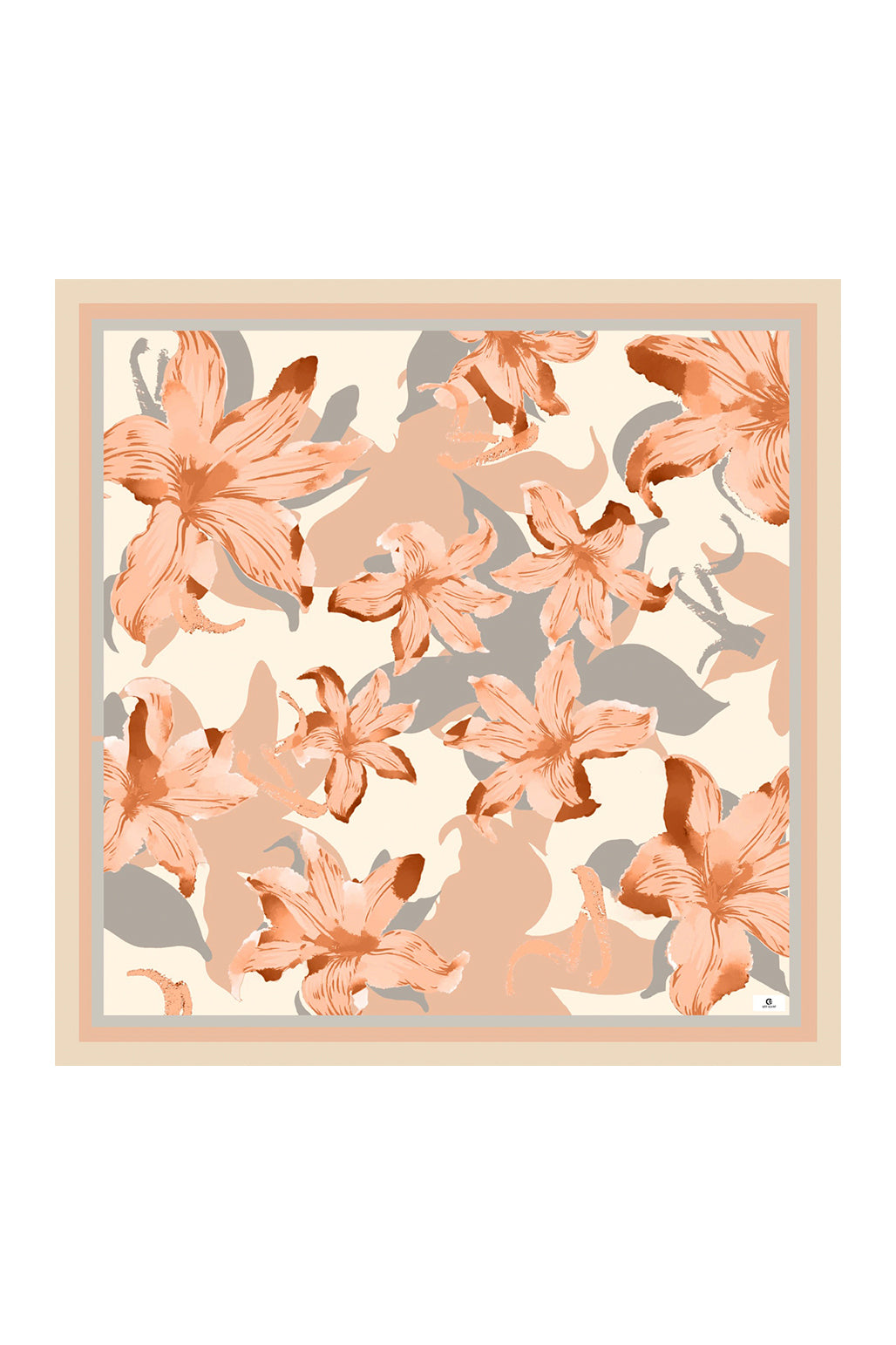 Desenli Twill Eşarp Floral Mercan