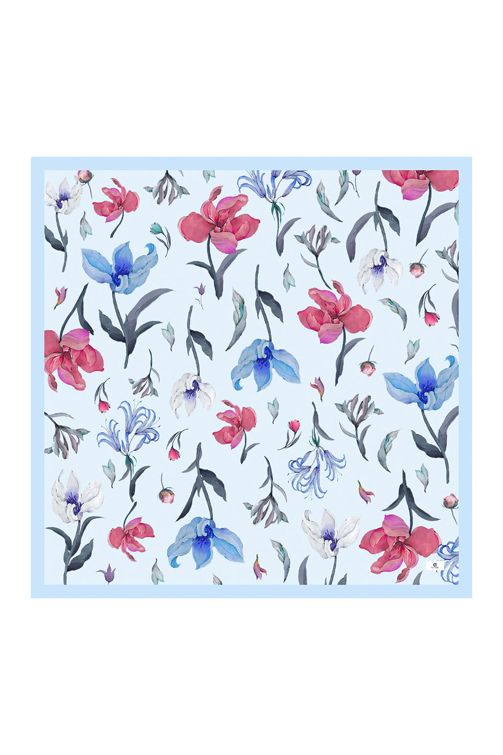 Desenli Twill Eşarp Hera Mavi