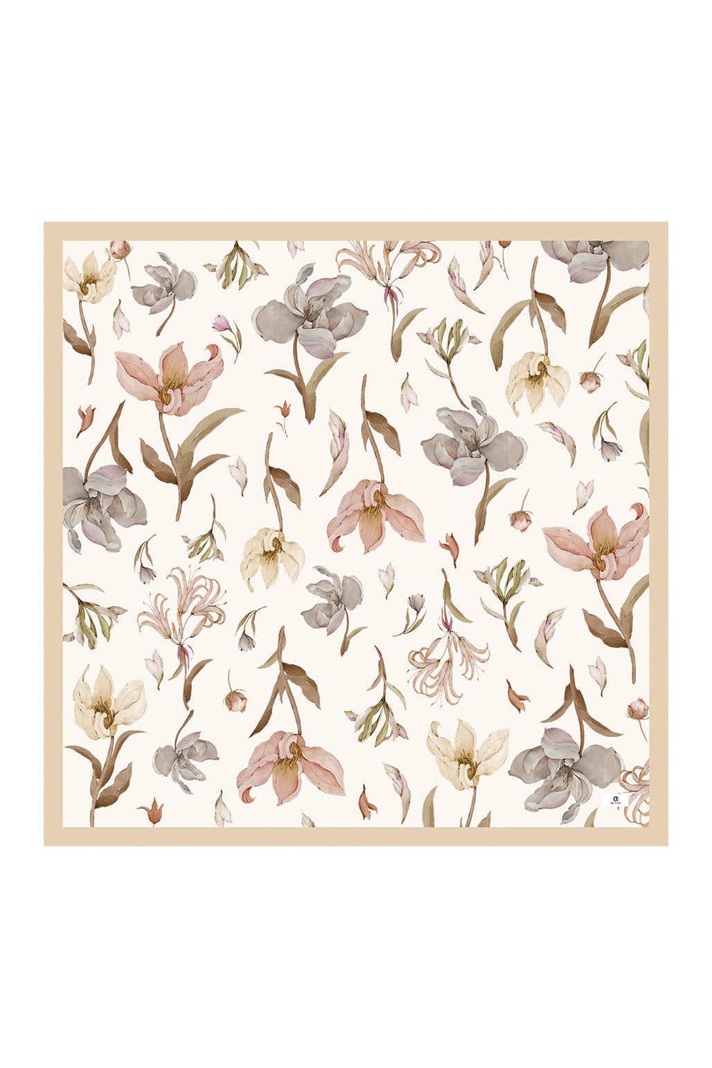 Desenli Twill Eşarp Hera Naturel