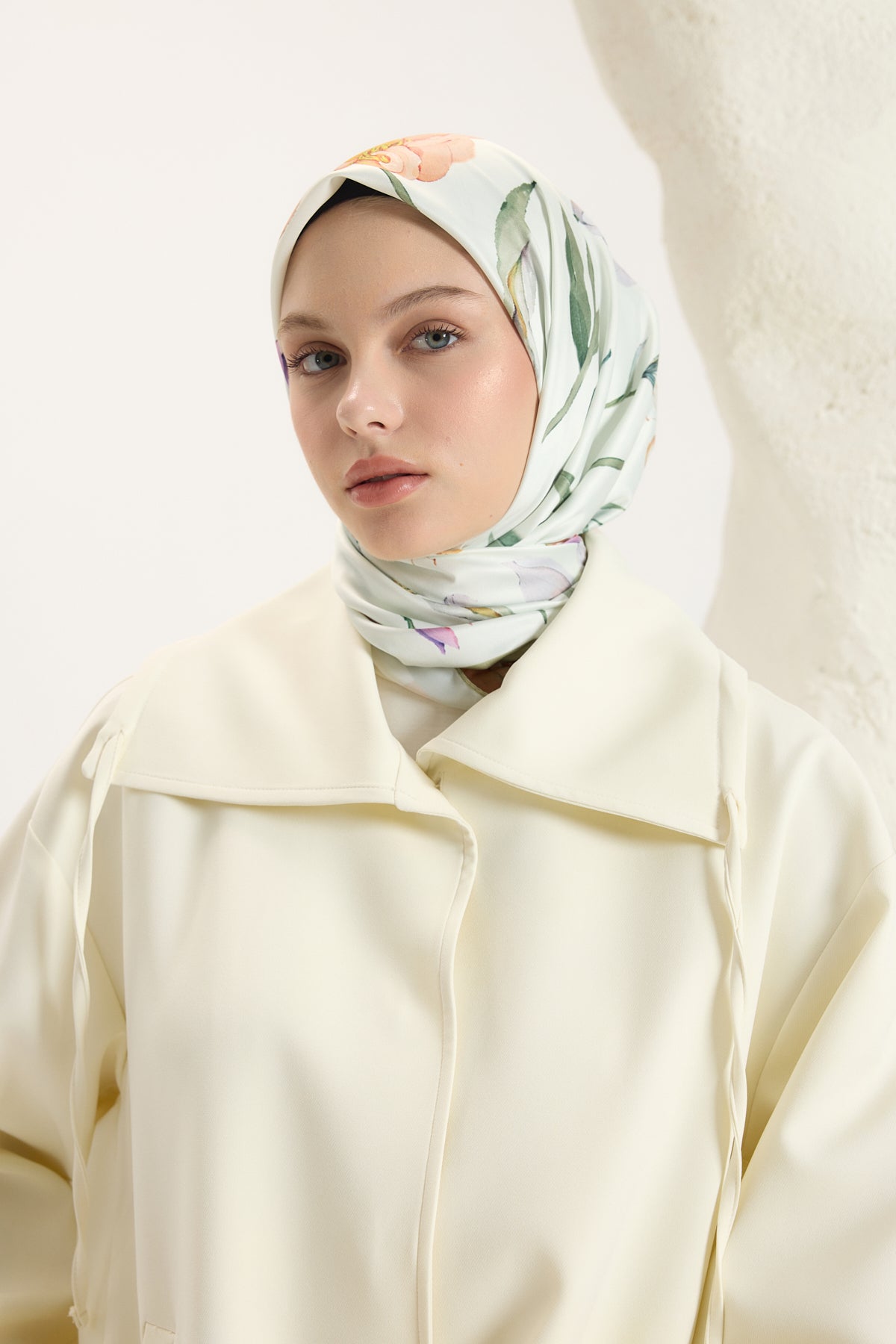 Desenli Twill Eşarp Hera Yeşil
