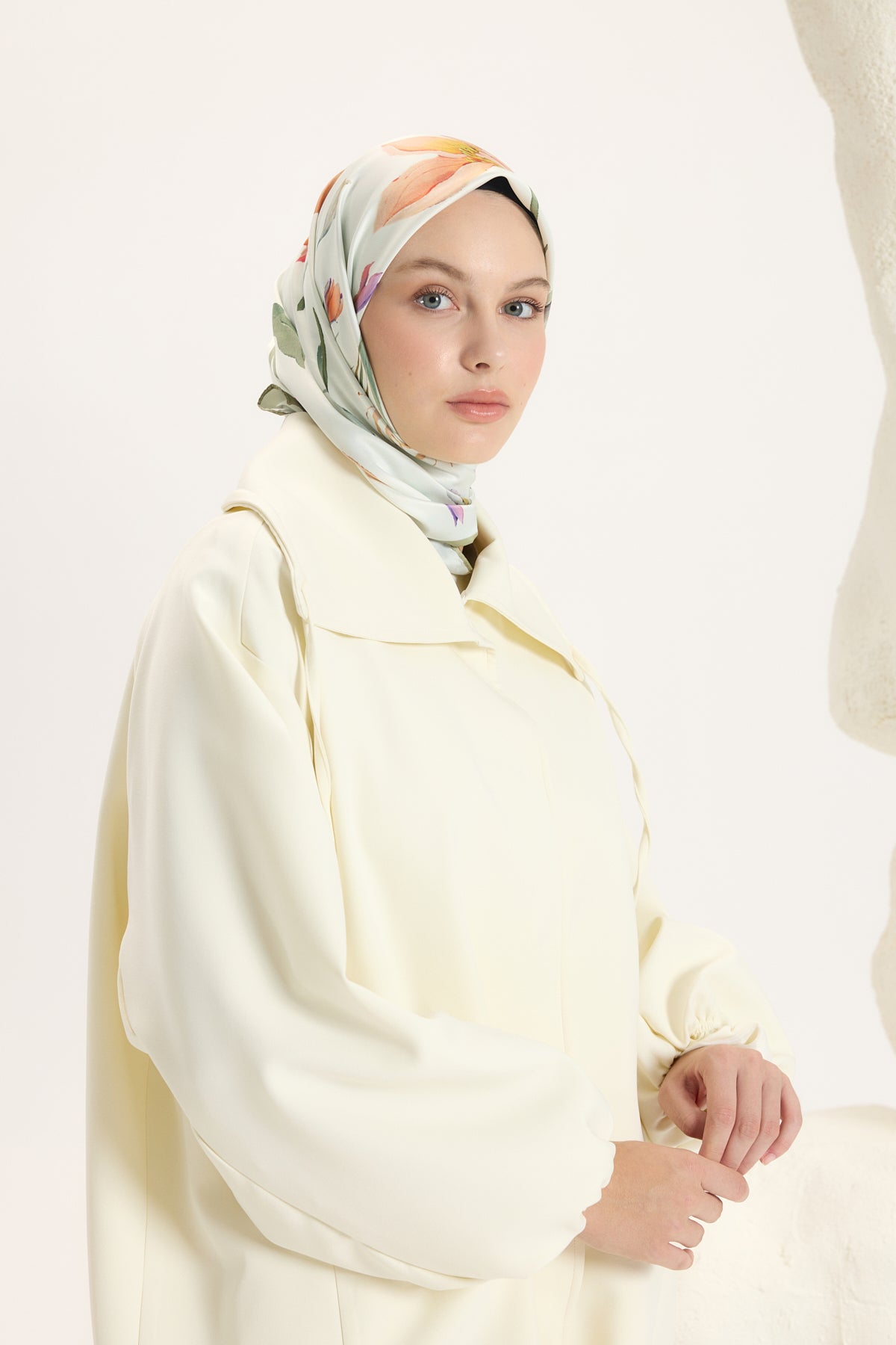 Desenli Twill Eşarp Hera Yeşil