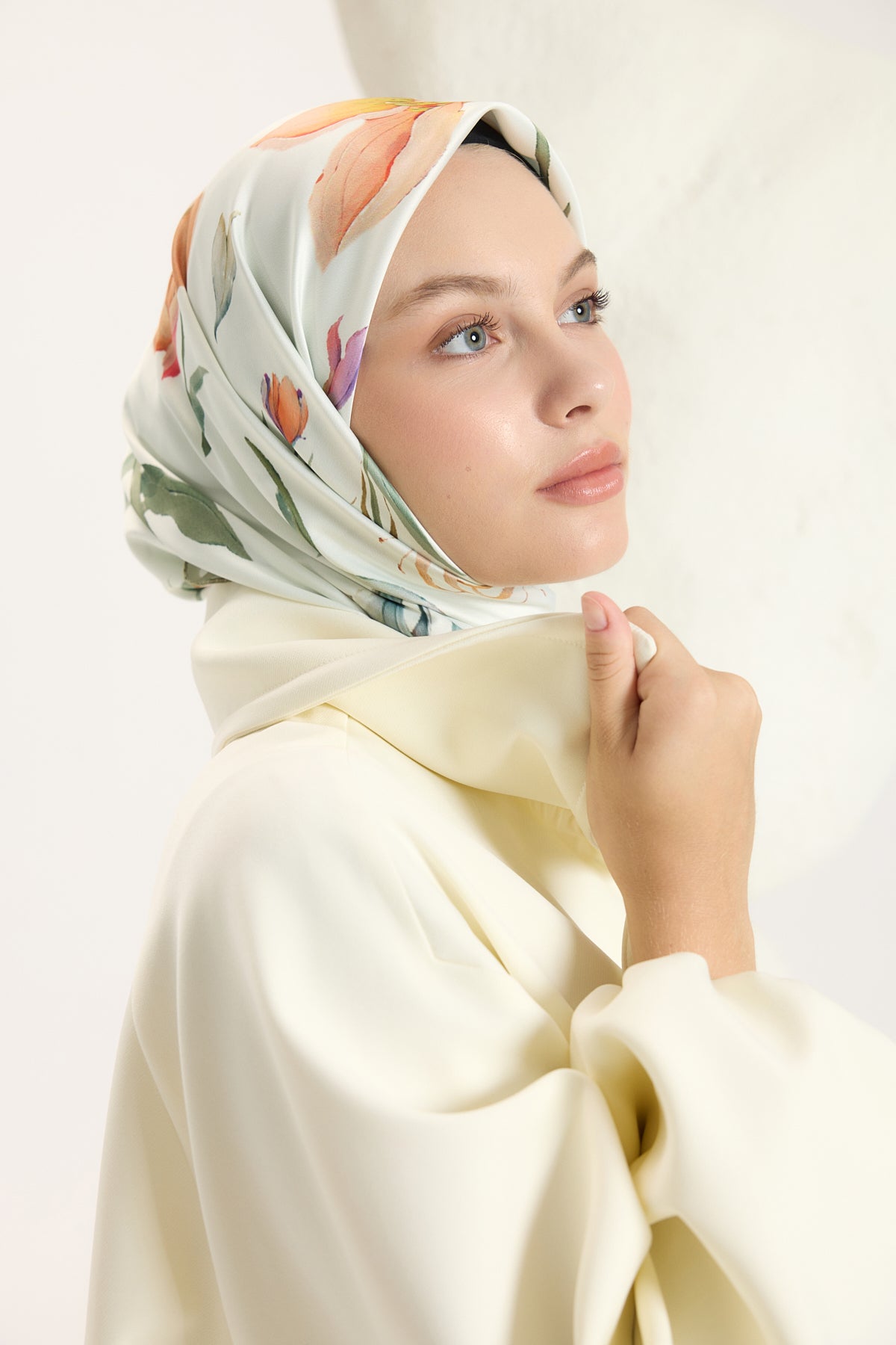 Desenli Twill Eşarp Hera Yeşil