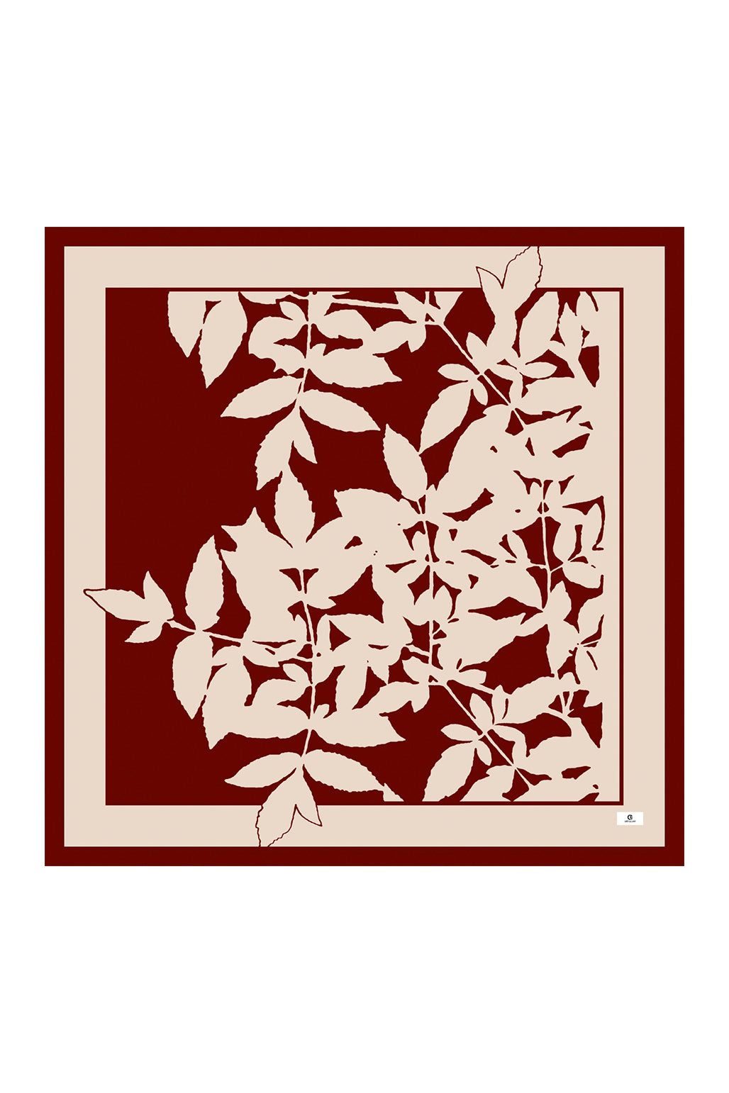 Desenli Twill Eşarp Leaf Bordo