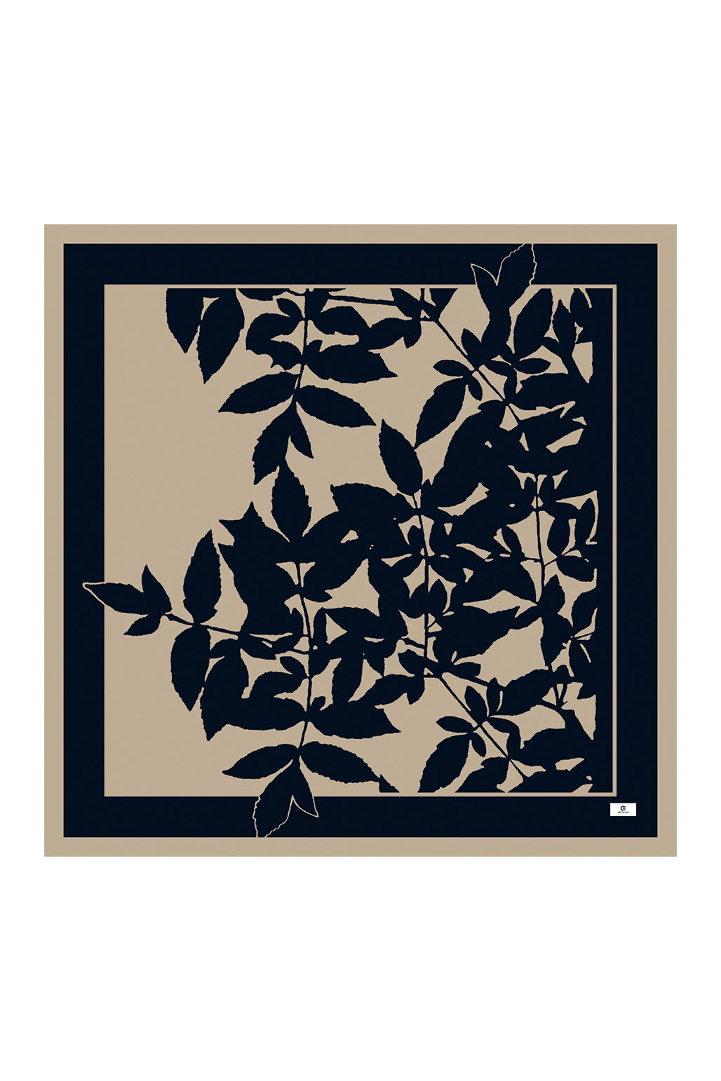 Desenli Twill Eşarp Leaf Lacivert