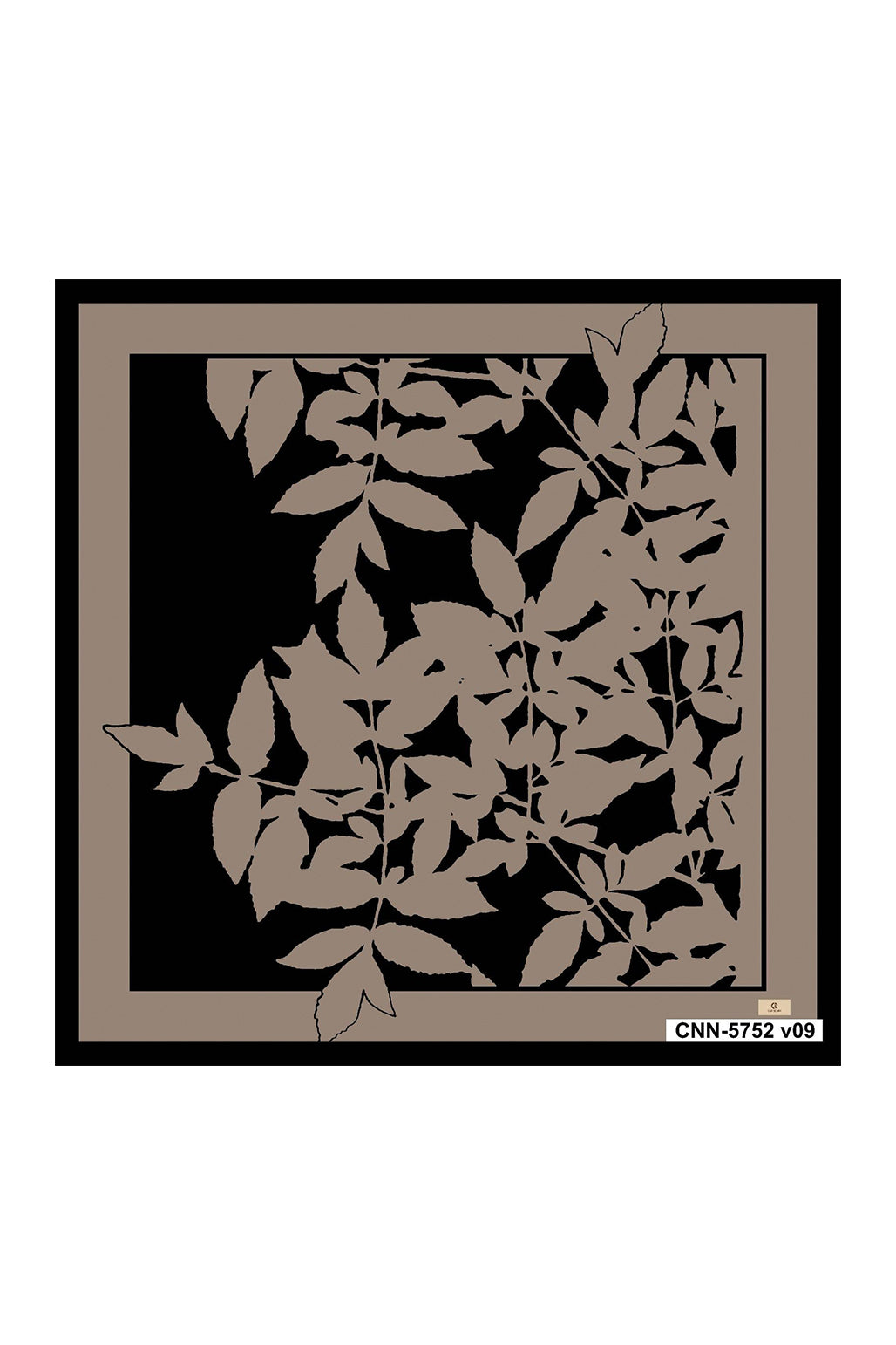 Desenli Twill Eşarp Leaf Siyah