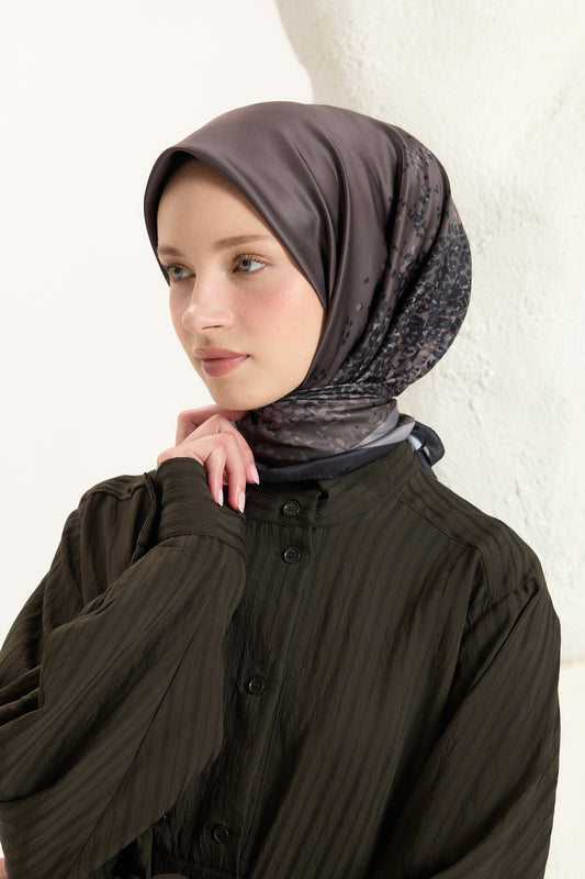 Desenli Twill Eşarp Leopar Kahve