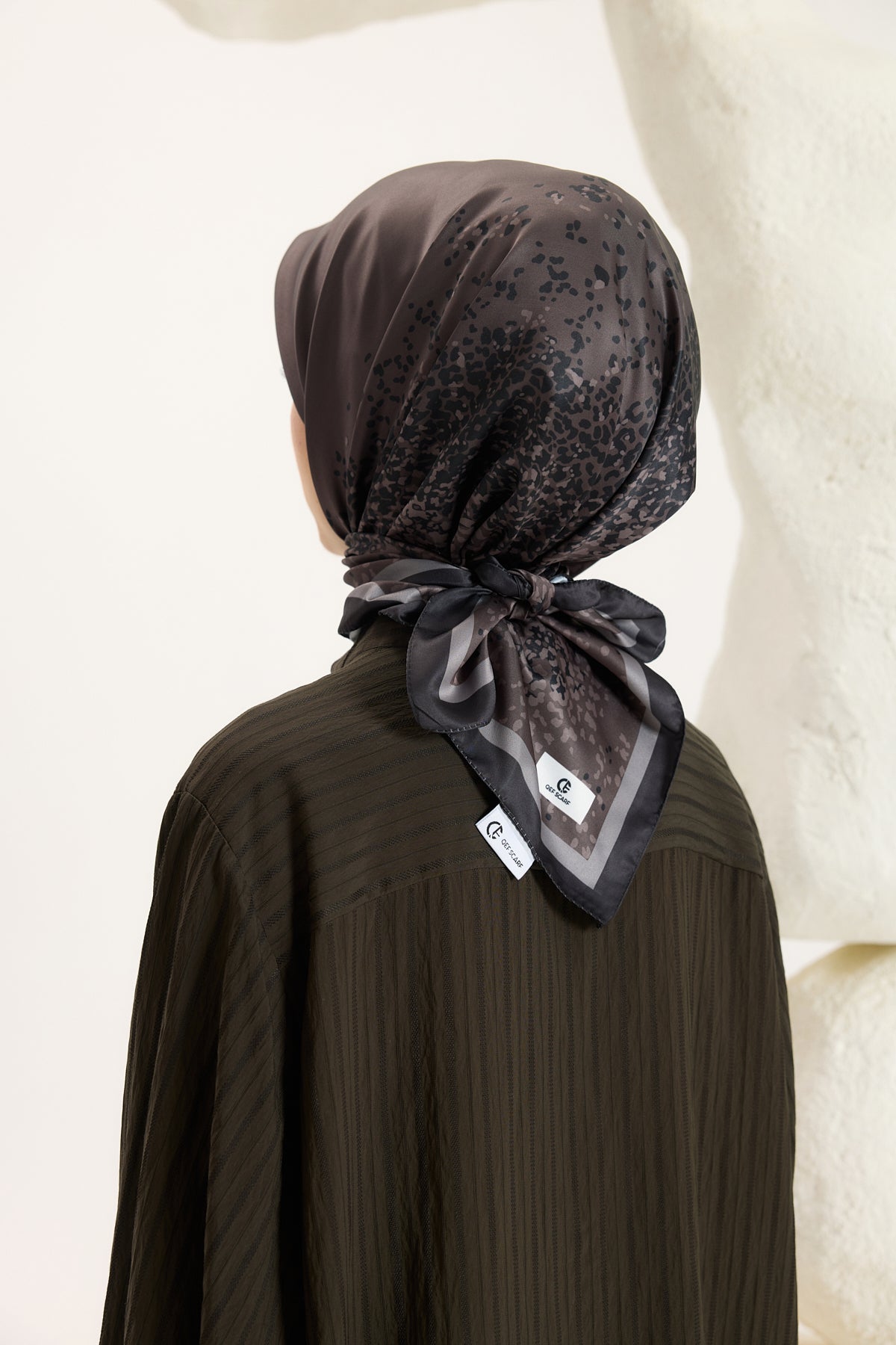 Desenli Twill Eşarp Leopar Kahve