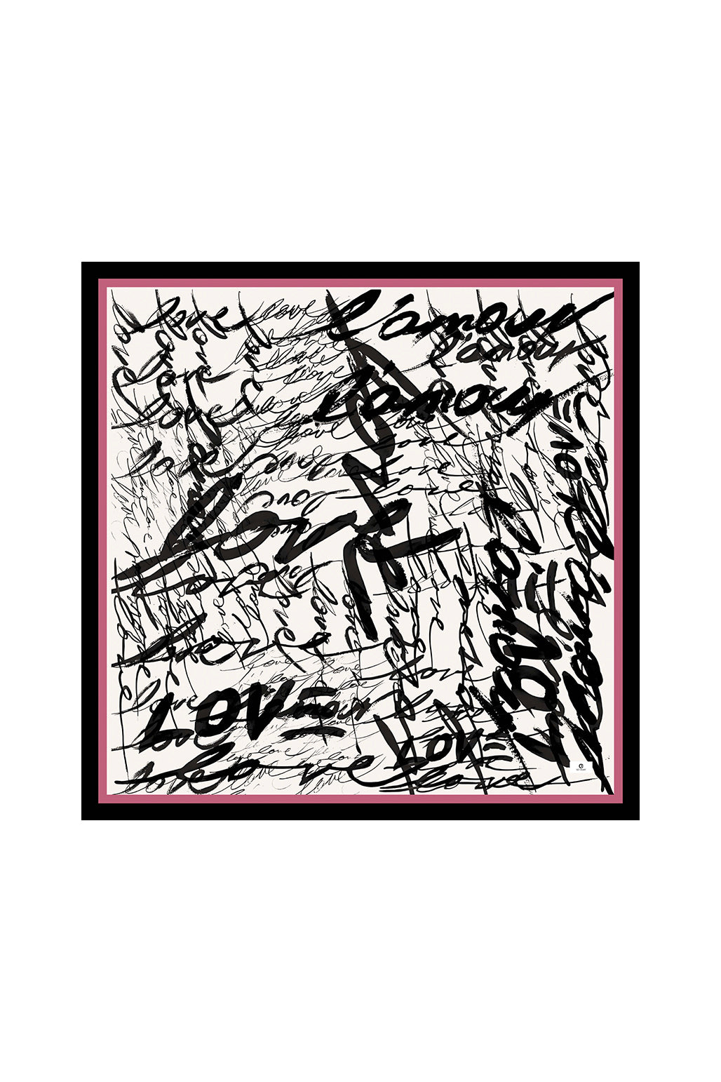 Desenli Twill Eşarp Love Ekru