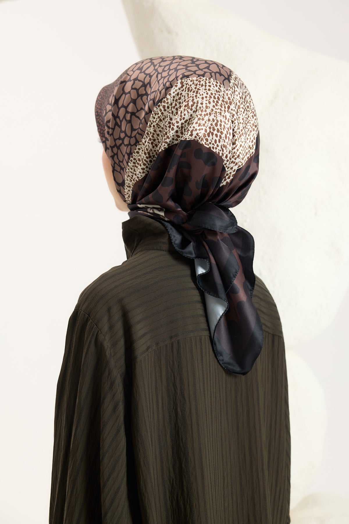 Desenli Twill Eşarp Mix Kahve