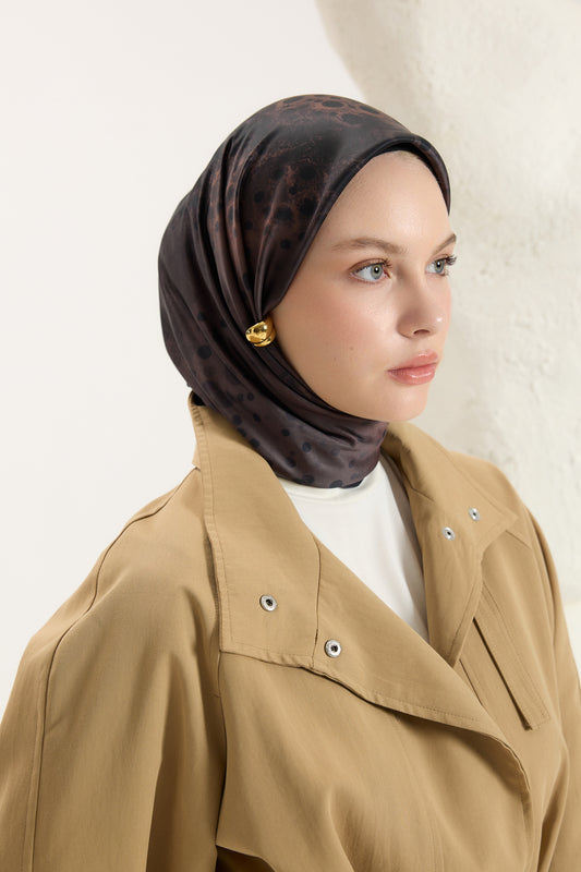 Desenli Twill Eşarp Prime Kahve