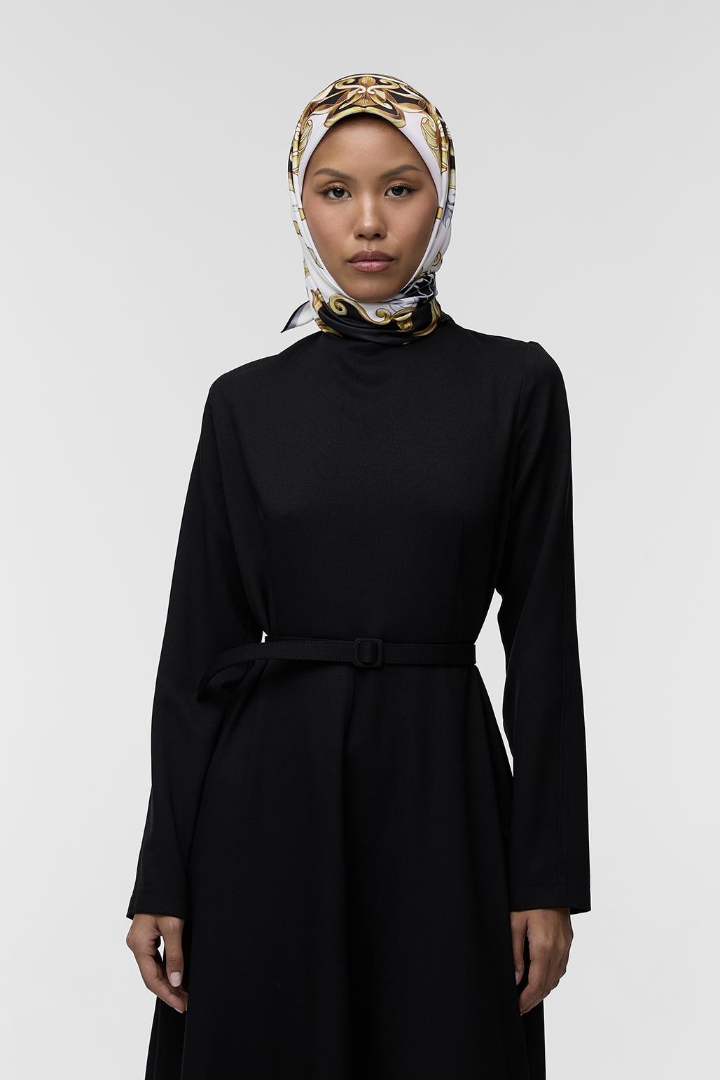 Desenli Twill İpek Eşarp Carina