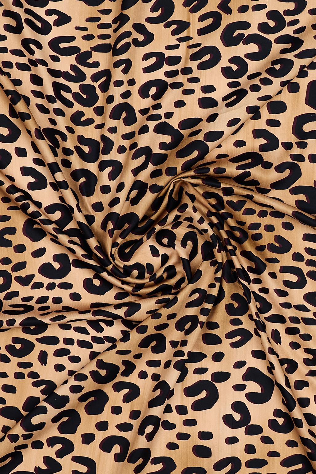 Desenli Twill İpek Eşarp Panther