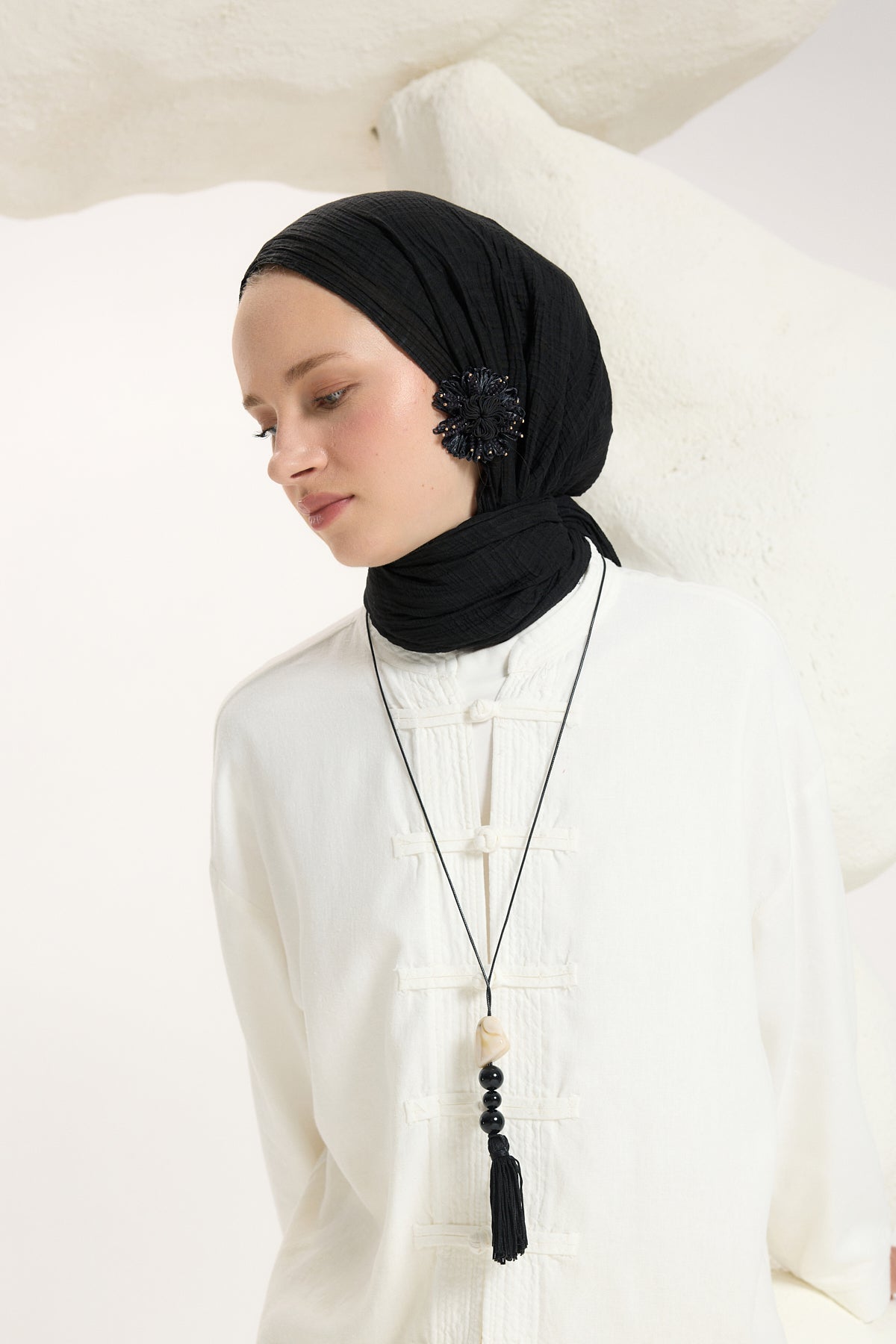 Faye Müslin Şal Siyah