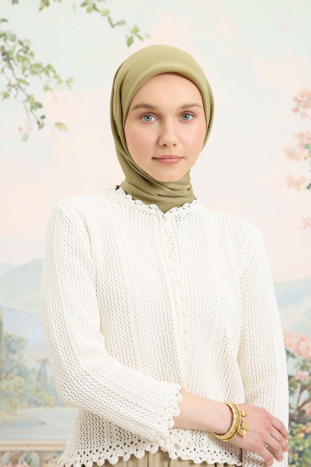 Floş Viskon Düz Eşarp Adaçayı