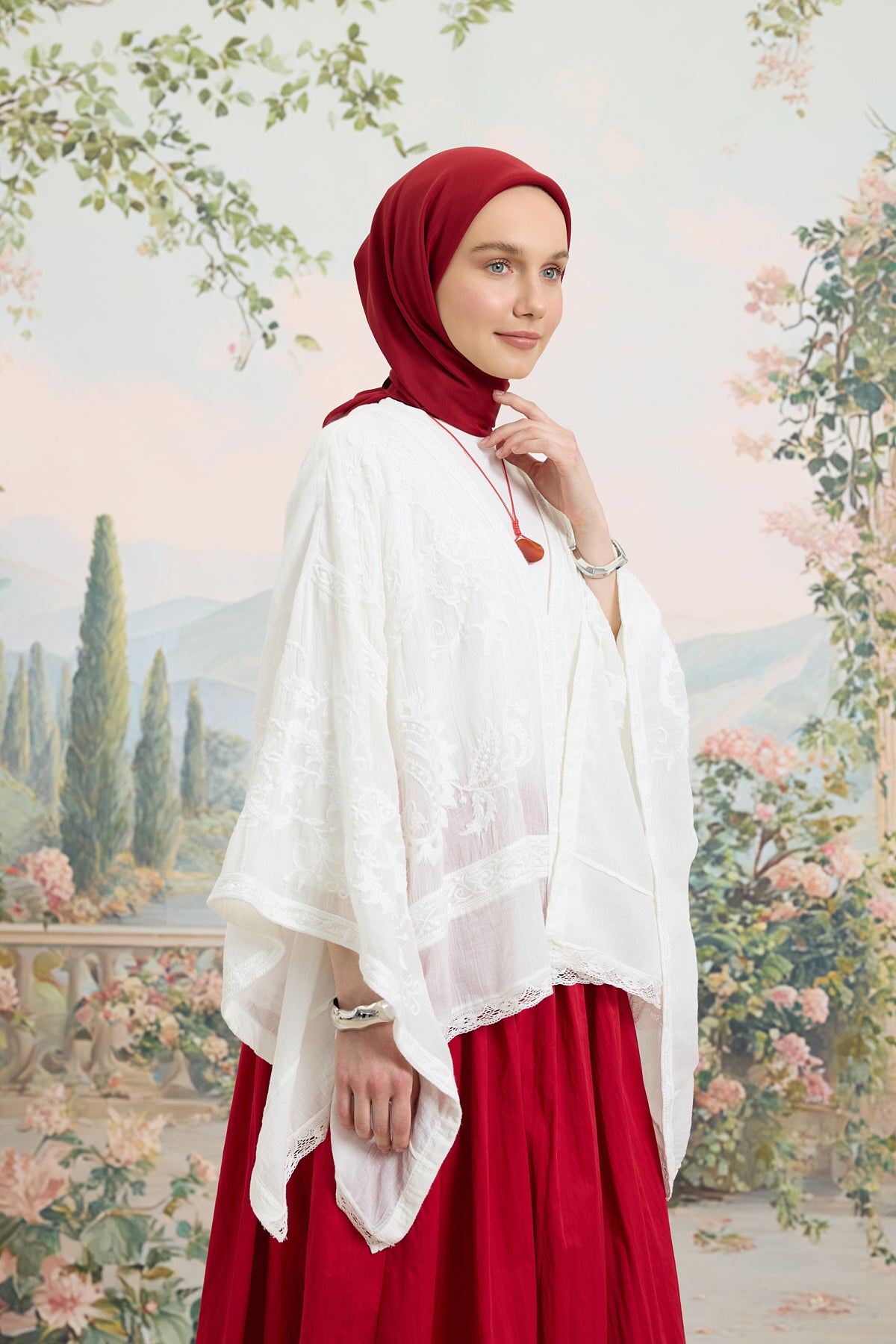 Floş Viskon Düz Eşarp Bordo