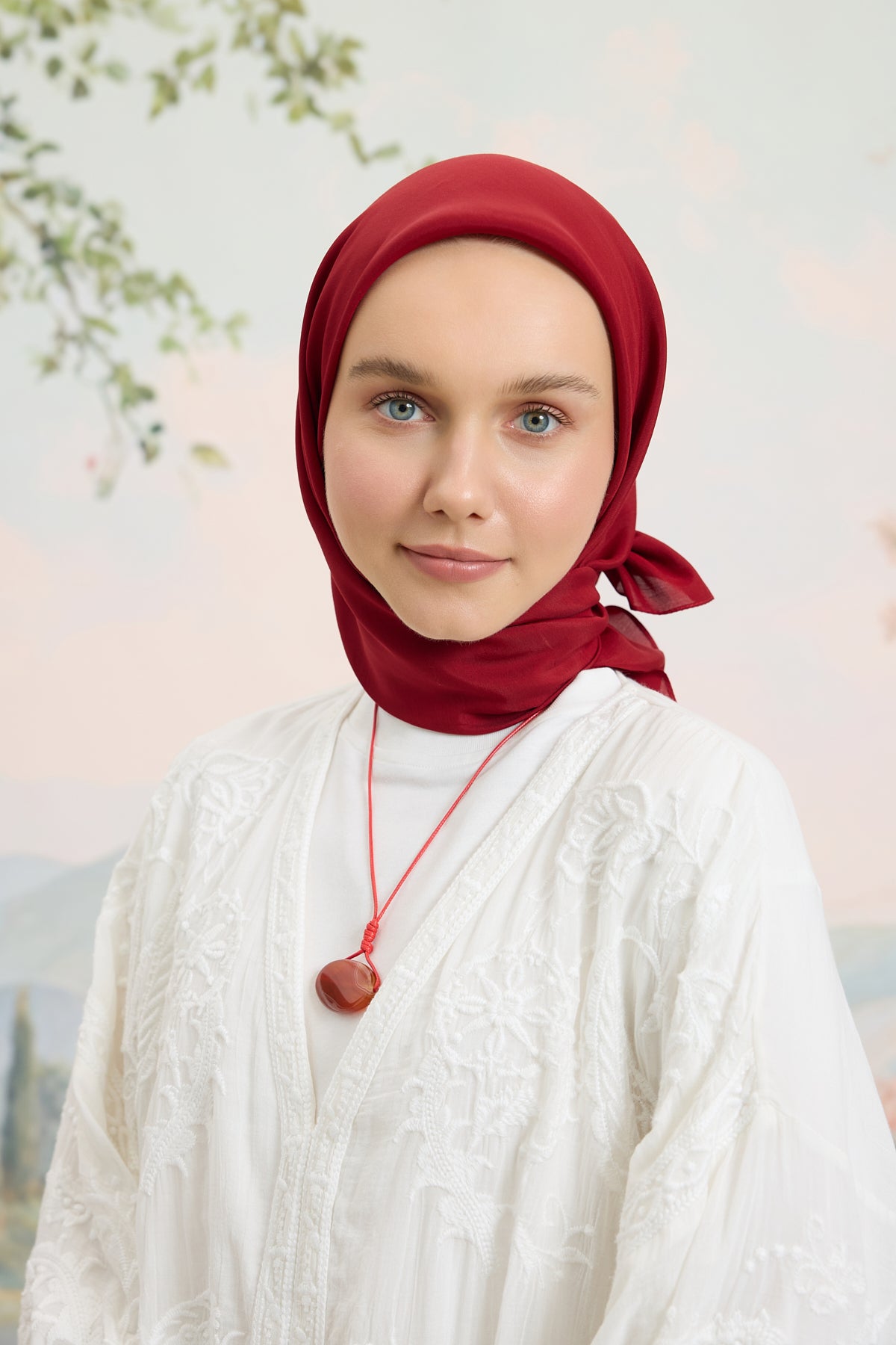 Floş Viskon Düz Eşarp Bordo