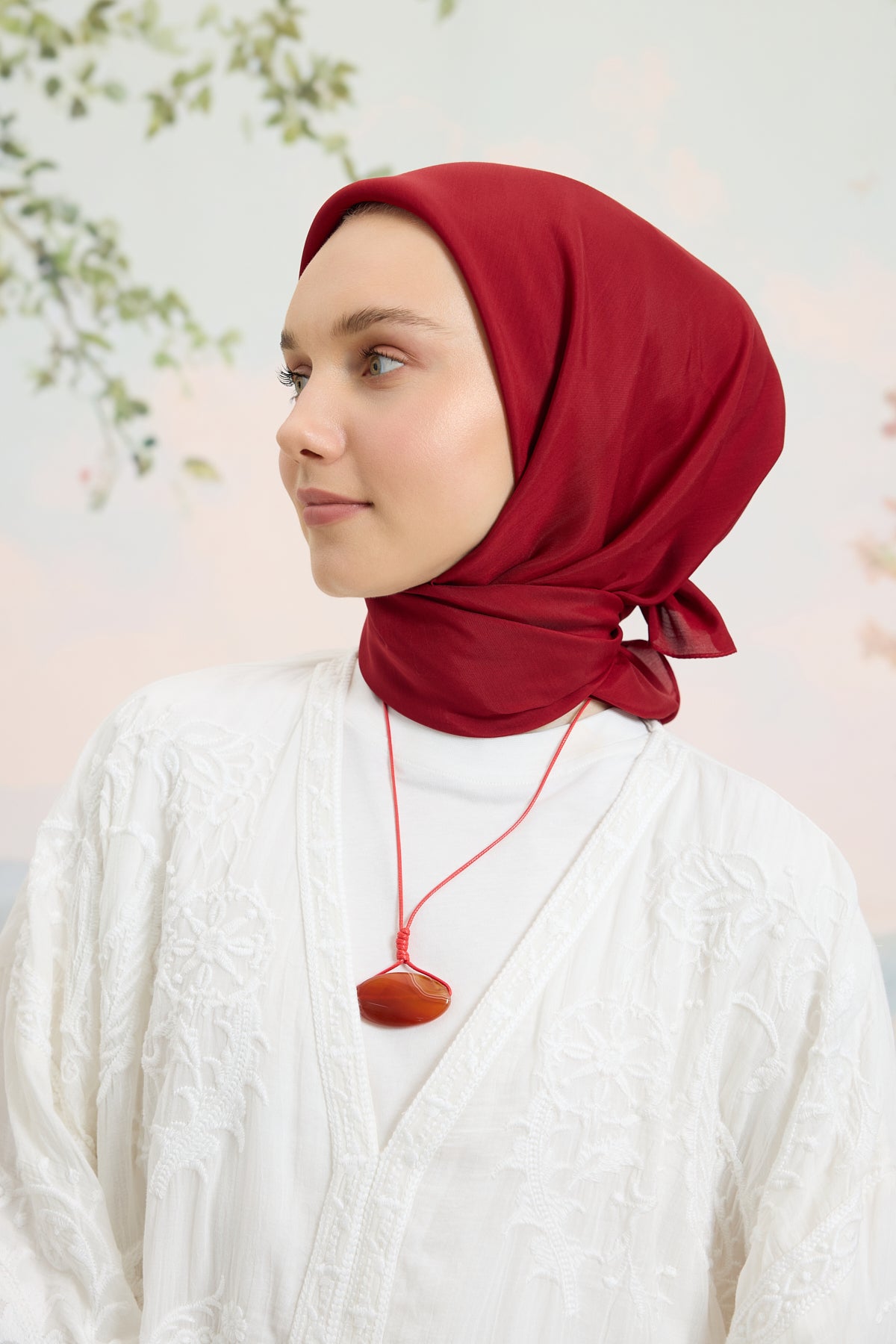 Floş Viskon Düz Eşarp Bordo