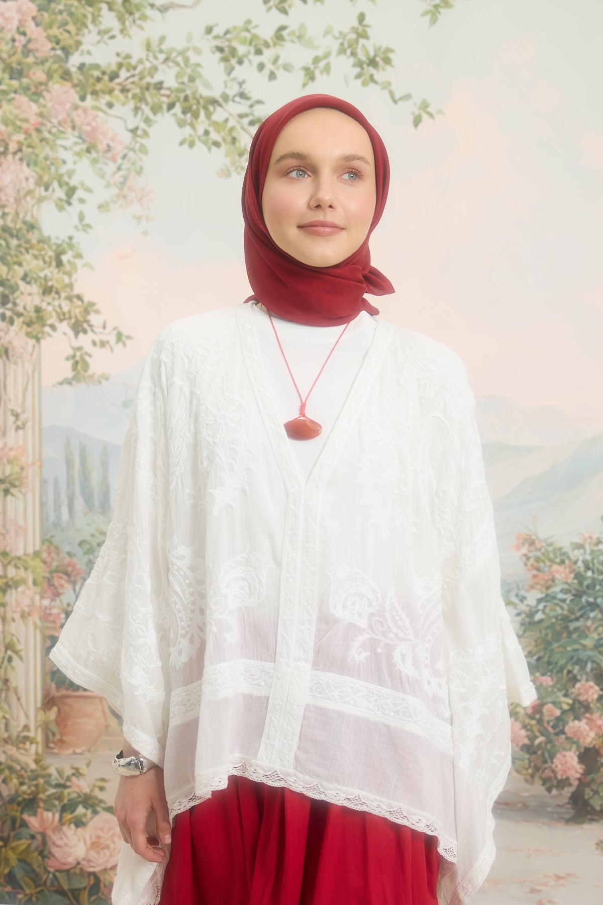 Floş Viskon Düz Eşarp Bordo