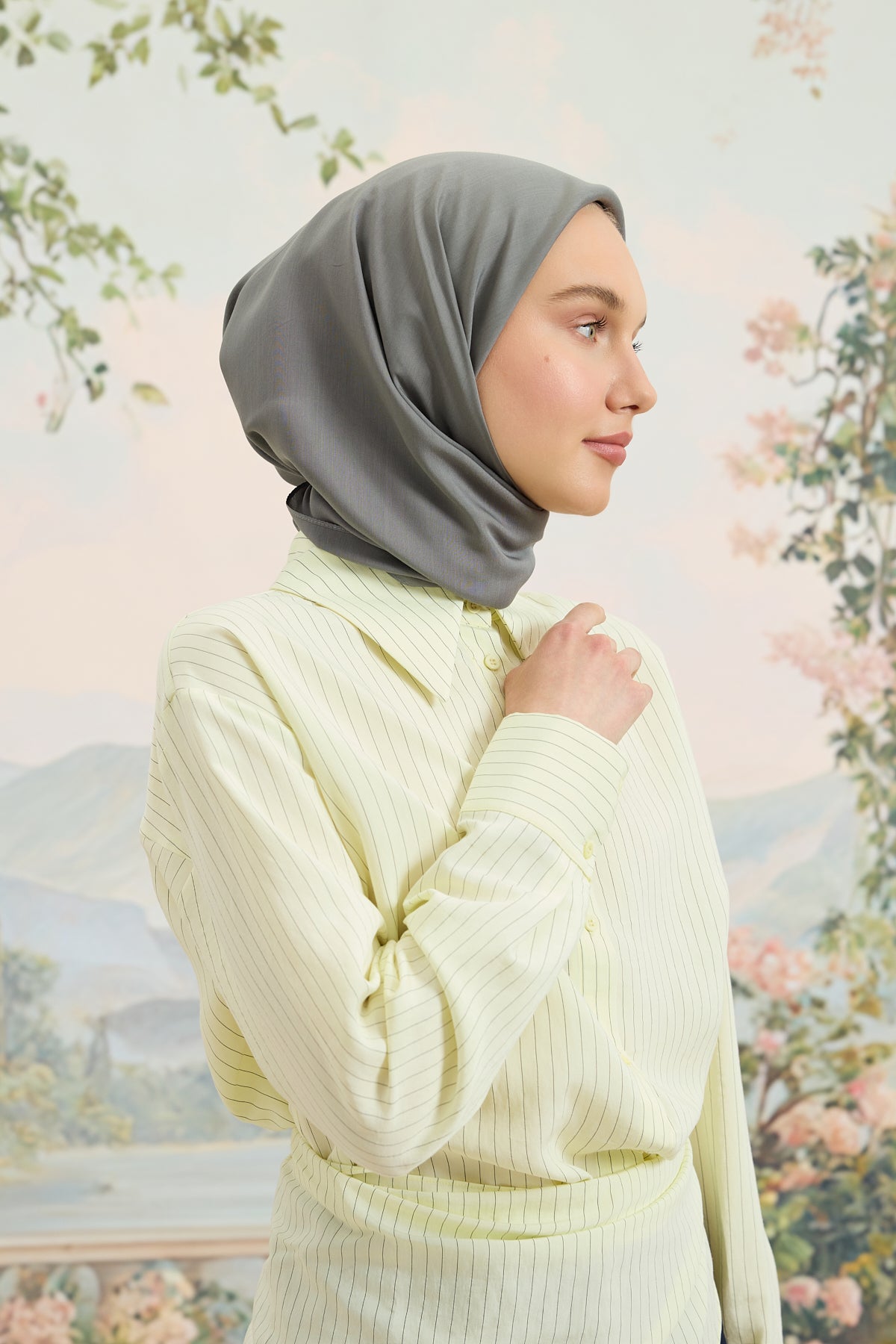 Floş Viskon Düz Eşarp Füme